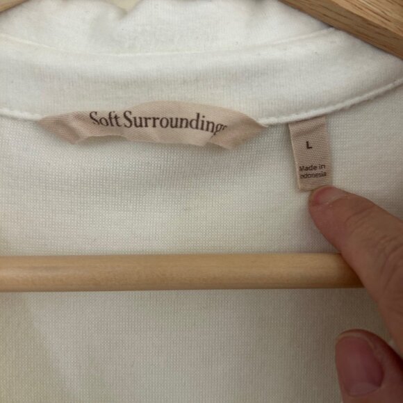 Soft Surroundings Shirt Take It Easy Roll-Tab Sleeve Knit Tunic Ivory SZL Casual - Picture 8 of 10